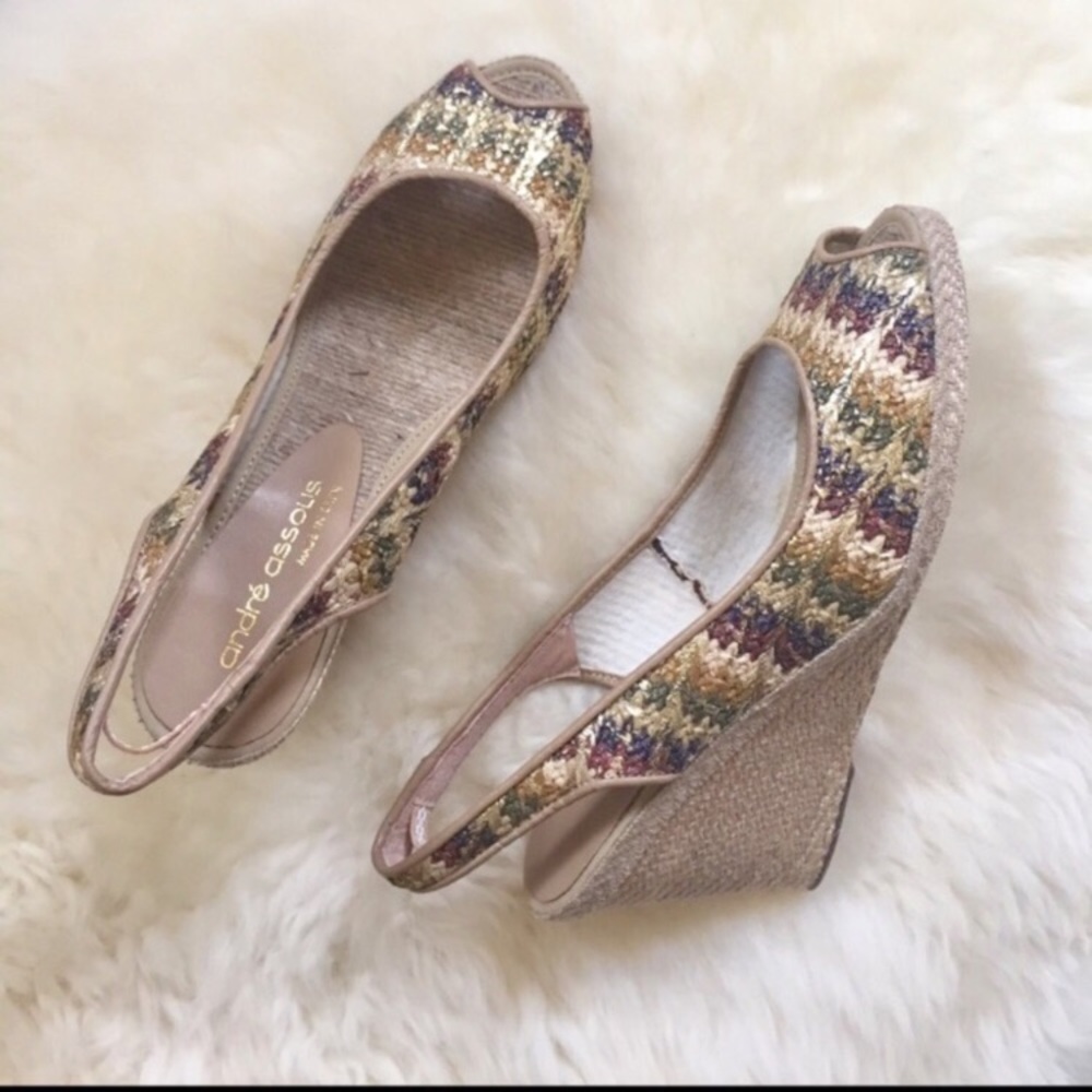 Andre Assous Payton Sling Back Espadrille Wedges - Picture 1 of 8